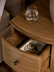Mid Natural Madeline Solid Mango Wood 2 Drawer Bedside Table - Image 3 of 7