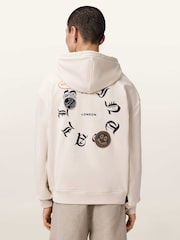 AllSaints White Patcher Zip Through Hoodie - Image 2 of 8