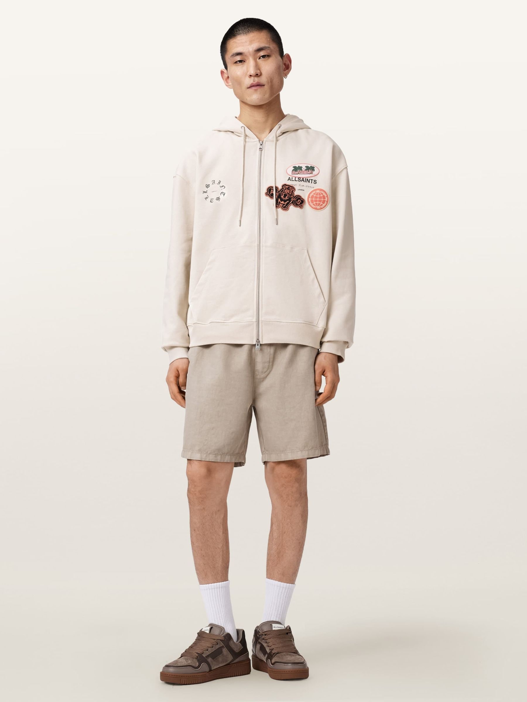 Buy AllSaints White Patcher Zip Through Hoodie from Next USA