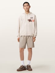 AllSaints White Patcher Zip Through Hoodie - Image 4 of 8