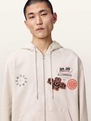 AllSaints White Patcher Zip Through Hoodie - Image 6 of 8