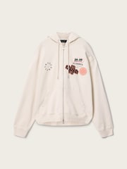 AllSaints White Patcher Zip Through Hoodie - Image 7 of 8