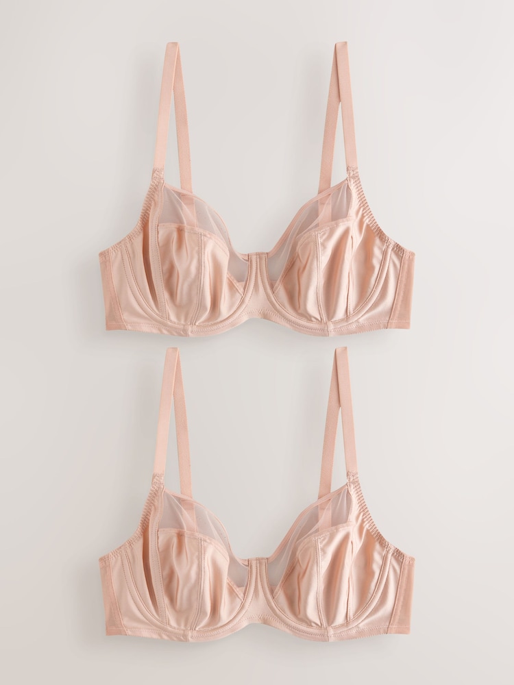 Almonde Nude DD+ Non Padded Full Cup Bras 2 Pack with Side Support - Image 1 of 9 Almonde Nude DD+ Non Padded Full Cup Bras 2 Pack with Side Support - Image 1 of 9
