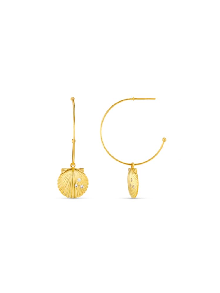 Orelia London Gold Tone Pavé Shell Fine Hoop Earrings - Image 1 of 2