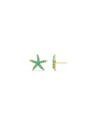 Orelia London Gold Tone Turquoise Starfish Stud Earrings - Image 2 of 2