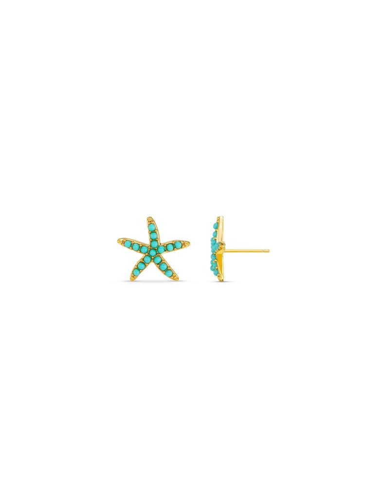 Orelia London Gold Tone Turquoise Starfish Stud Earrings - Image 2 of 2