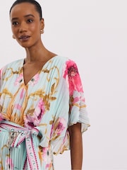Joanna Hope Blue Printed Pleated Maxi  Dress - Image 4 of 4