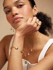 Orelia London Gold Shell Open Hinged Bangle - Image 1 of 2