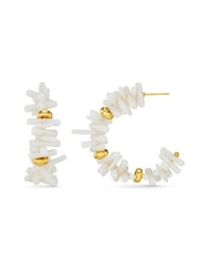 Orelia London Gold Tone Coral Chip & Bead Hoop Earrings - Image 2 of 3