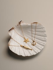 Orelia London Gold Tone Textured Starfish Necklace - Image 4 of 4