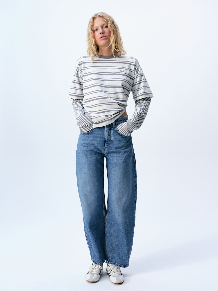 self. Mid Blue Barrel Jeans - Image 1 of 8