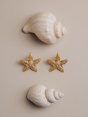 Orelia London Gold Tone Statement Textured Starfish Stud Earrings - Image 2 of 3