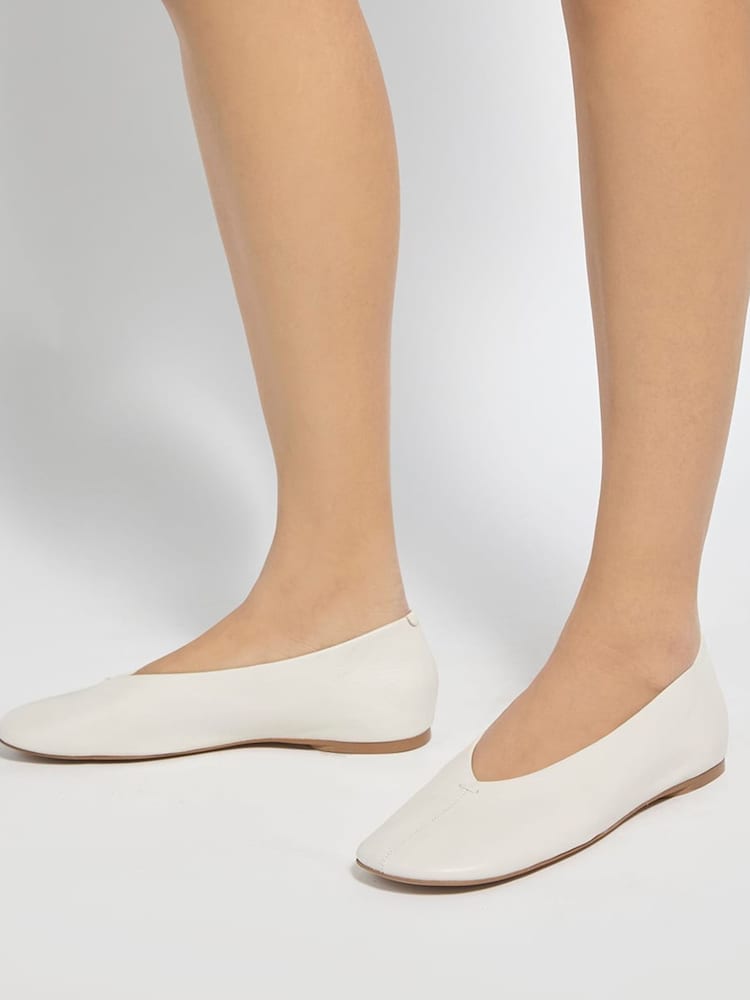 Dune London White Highcut Ballet Pumps - Image 1 of 6