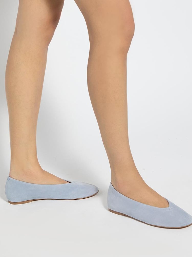 Dune London Blue Highcut Ballet Pumps - Image 1 of 6 Dune London Blue Highcut Ballet Pumps - Image 1 of 6