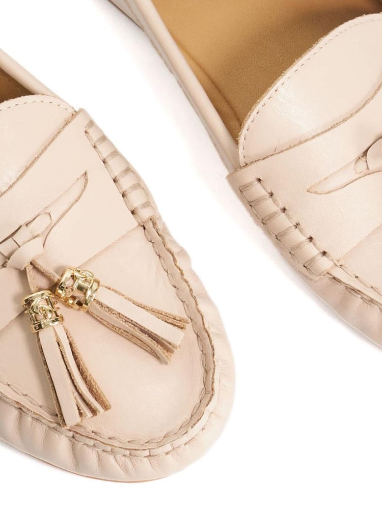 乳白色 - Dune London Leather Tassle Detail Soft Loafers - 圖片 6/6
