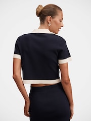 Forever New Blue Farah Knitted Button Through T-Shirt - Image 2 of 5