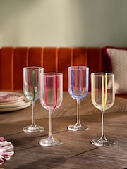 Set of 4 Multi Striped Wine Glasses - Image 1 of 3