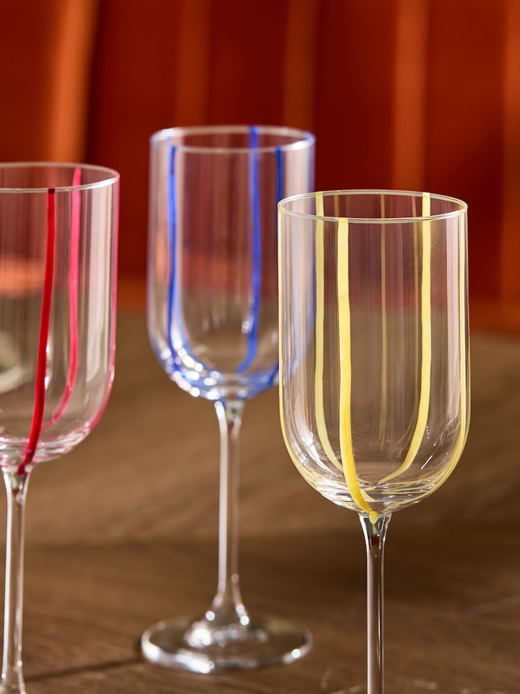 Set of 4 Multi Striped Wine Glasses - Image 3 of 3