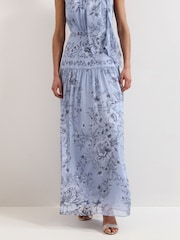 Phase Eight Blue Dakota Silk Maxi Dress - Image 6 of 7