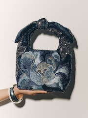 Blue Sequin Embellished Hand Held Bag - Image 3 of 8