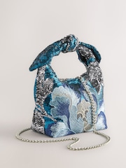 Blue Sequin Embellished Hand Held Bag - Image 4 of 8