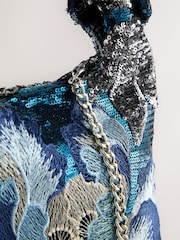 Blue Sequin Embellished Hand Held Bag - Image 6 of 8