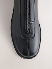 Қара - Forever Comfort® Front Zip Leather Boots - 5суретінің 3 суреті