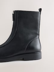 Қара - Forever Comfort® Front Zip Leather Boots - 5суретінің 4 суреті