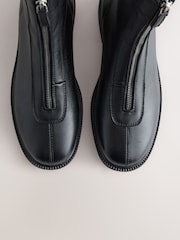 Қара - Forever Comfort® Front Zip Leather Boots - 5суретінің 5 суреті