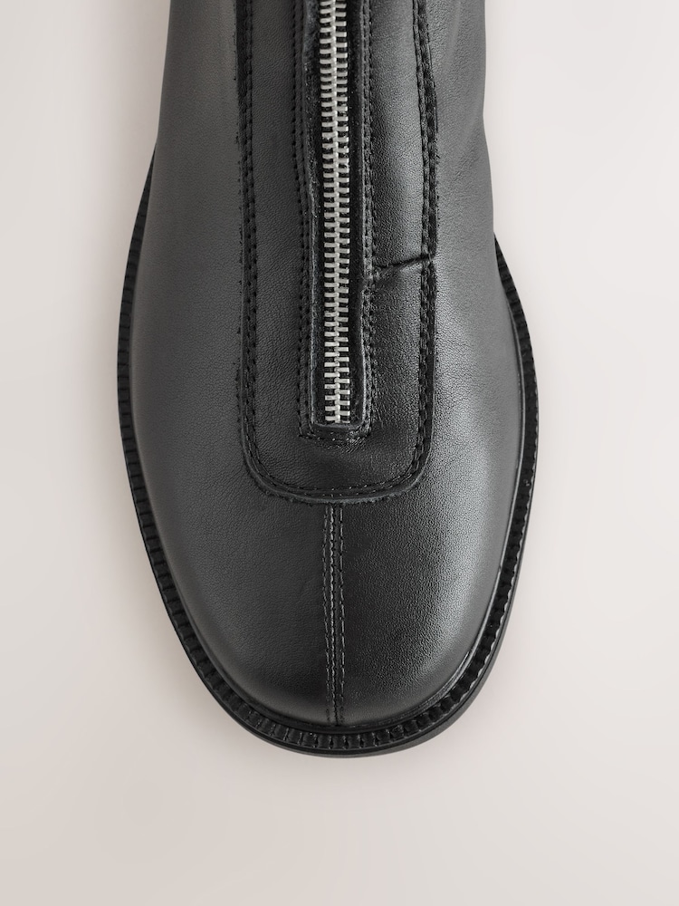 Black Standard fit Forever Comfort® Suede Front Zip Leather Boots - Image 9 of 9 Black Standard fit Forever Comfort® Suede Front Zip Leather Boots - Image 9 of 9