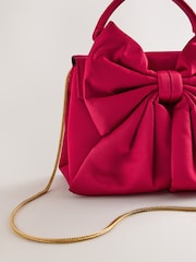 Pink Satin Effect Bow Hand Held Bag - Image 3 of 5