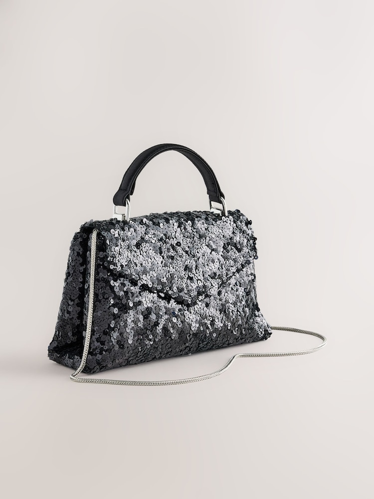 Black Sequin Hand Held Bag - Image 1 of 5 Black Sequin Hand Held Bag - Image 1 of 5
