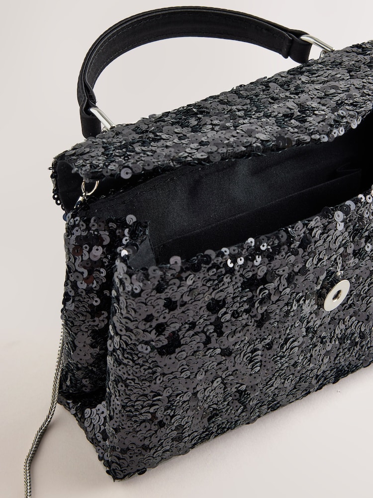 Black Sequin Hand Held Bag - Image 5 of 5 Black Sequin Hand Held Bag - Image 5 of 5