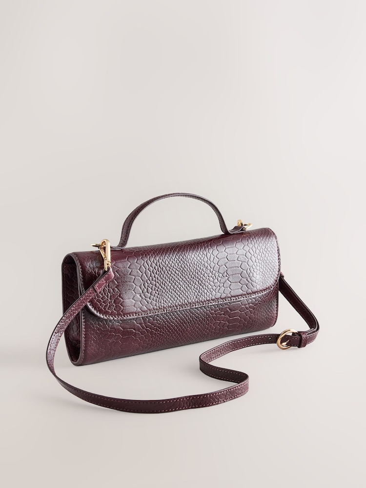 Burgundy Red Leather Clutch Bag - Image 1 of 5