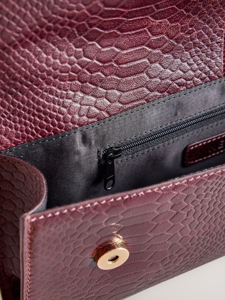 Burgundy Red Leather Clutch Bag - Image 5 of 5