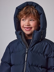 Superdry Navy Sports Puffer Coat - Image 4 of 11