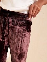 Friends Like These X Mollie King Brown Crinkle Velvet Flare Trousers - Image 4 of 6