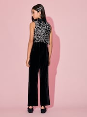 Lipsy Silver Sequin Halter 2-in-1 Party Jumpsuit (7-16yrs) - Image 2 of 5