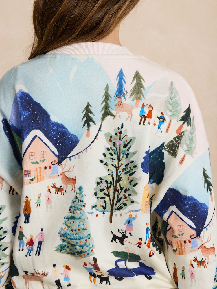 Ecru/Rose - Scenic Christmas Sweatshirt - Image 4 de 4