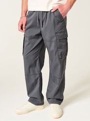 Hollister Grey Mid-Rise Cotton Cargo Trousers - Image 1 of 5