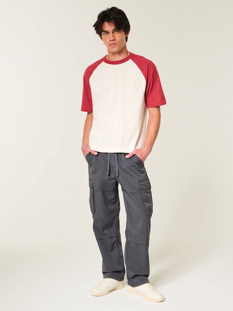 Hollister Grey Mid-Rise Cotton Cargo Trousers - Image 2 of 5 Hollister Grey Mid-Rise Cotton Cargo Trousers - Image 2 of 5