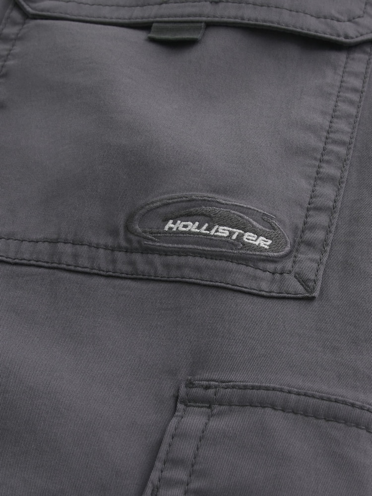Hollister Grey Mid-Rise Cotton Cargo Trousers - Image 5 of 5 Hollister Grey Mid-Rise Cotton Cargo Trousers - Image 5 of 5