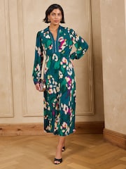 Love & Roses Zip Down Jersey Midi Dress - Bild 1 von 5