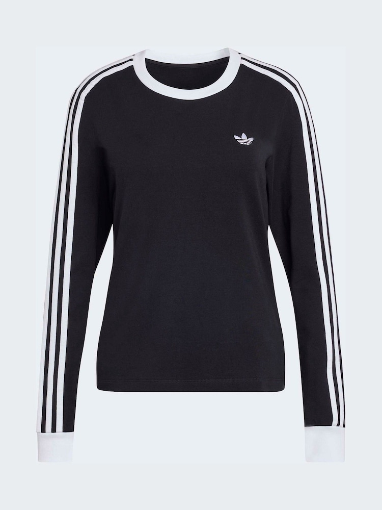 adidas originals Black 3 Stripes Long Sleeve (Slim) T-Shirt - Image 6 of 6 adidas originals Black 3 Stripes Long Sleeve (Slim) T-Shirt - Image 6 of 6