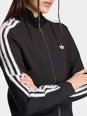 adidas originals Black Knitted Firebird Track Top - Image 4 of 6