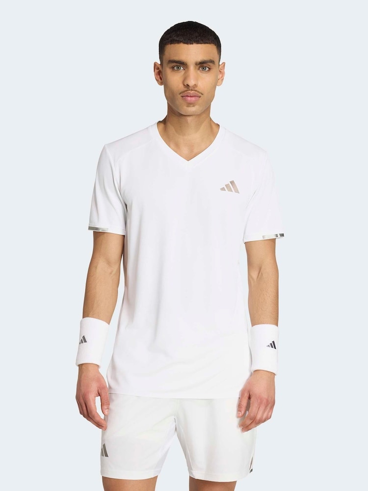 adidas White Tennis Climacool + Freelift Pro T-Shirt - Image 1 of 7