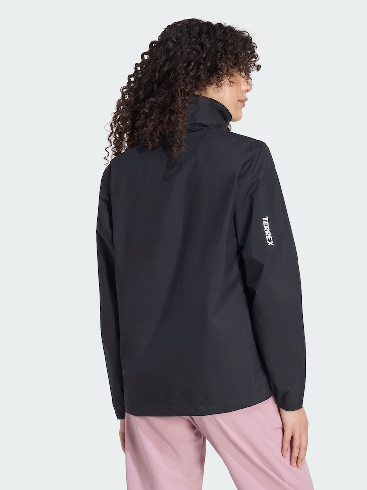 adidas Terrex Black Multi Essentials Two Layer Climaproof Rain Jacket - Image 2 of 6 adidas Terrex Black Multi Essentials Two Layer Climaproof Rain Jacket - Image 2 of 6