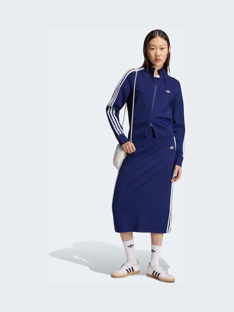 adidas Originals Blue Knitted Firebird Track Top - Image 2 of 6 adidas Originals Blue Knitted Firebird Track Top - Image 2 of 6