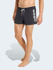 adidas Black Logo Stretchy Knit Swim Shorts 3 Inch - Image 1 of 6