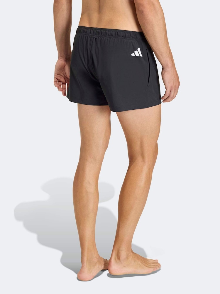 adidas Black Logo Stretchy Knit Swim Shorts 3 Inch - Image 2 of 6